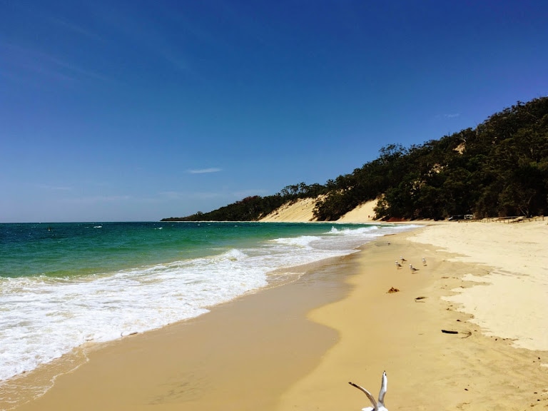 Beach and sand dunes on Moreton Island, Brisbane