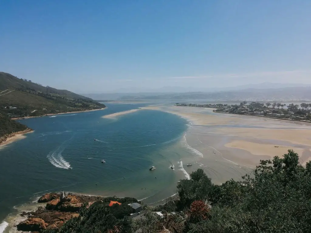 View of the Knysna Lagoon from the Knysna Heads in South Africa