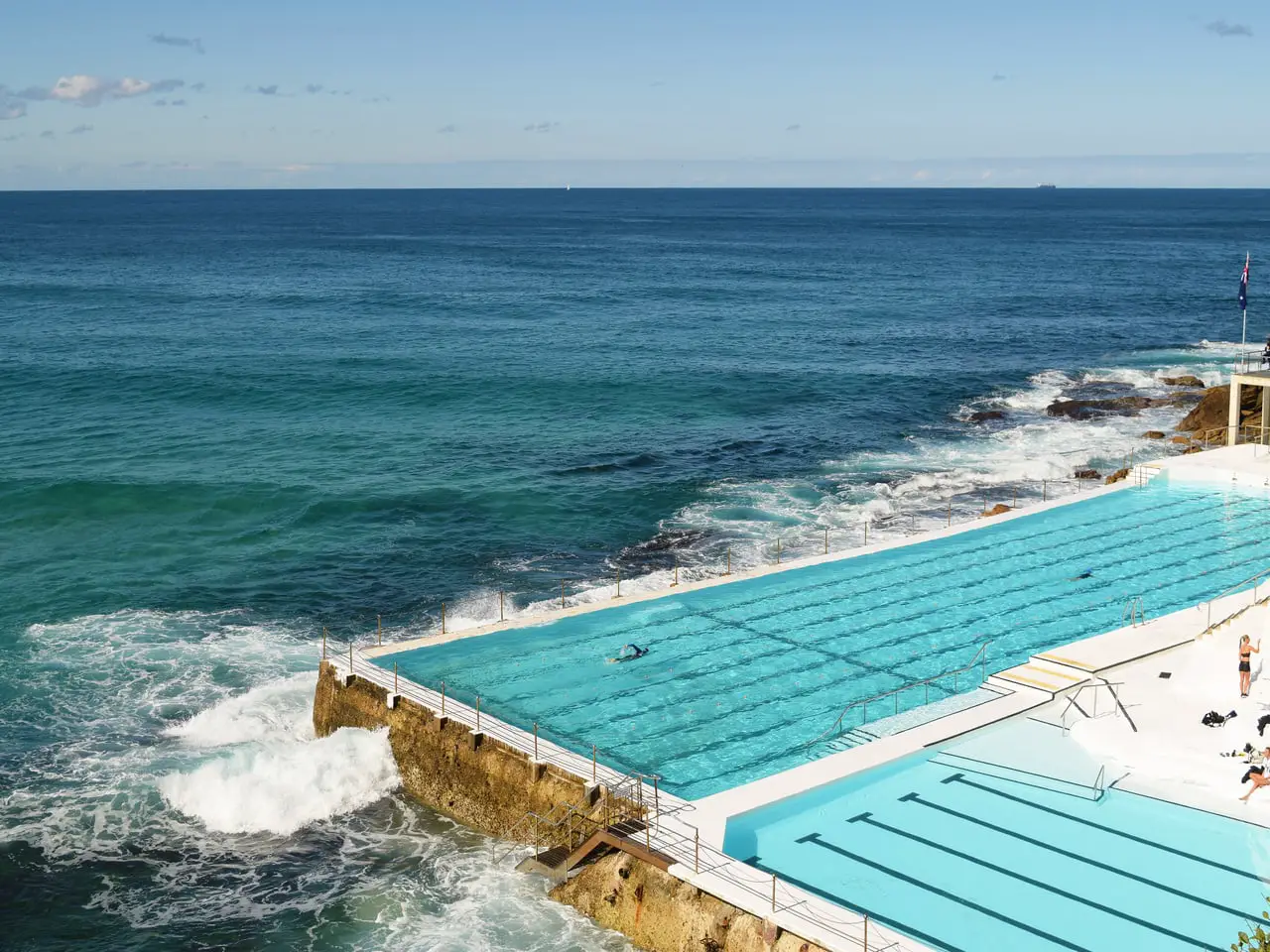 Bondi Icebergs swimming pool in Sydney, Australia, with the ocean in the background
