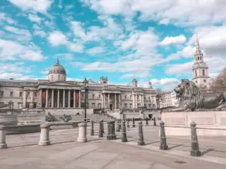Trafalgar Square in London during April 2020 lockdown