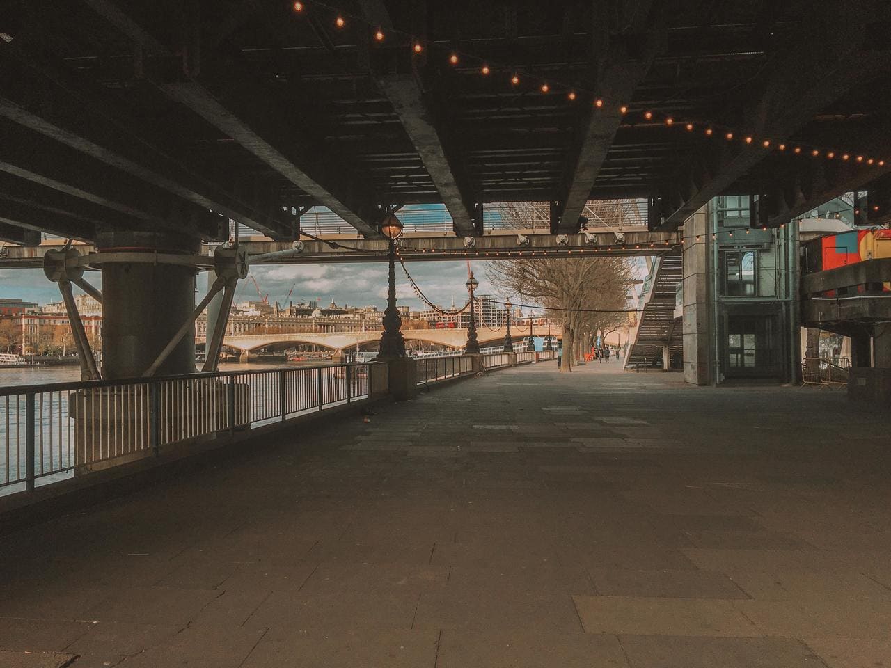 Bankside book market in London, England during the lockdown of April 2020