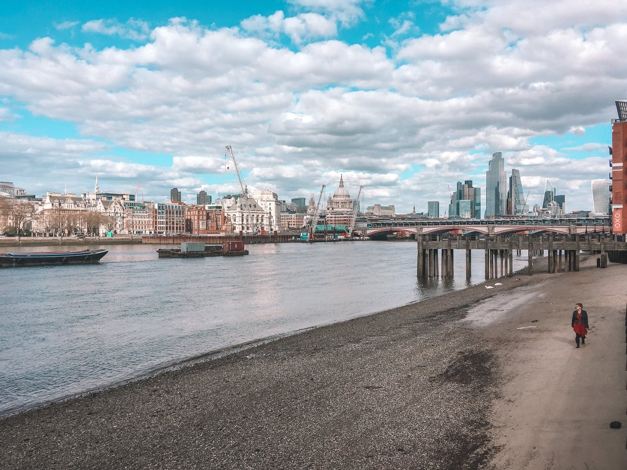 Bankside beach in London during the lockdown in April 2020