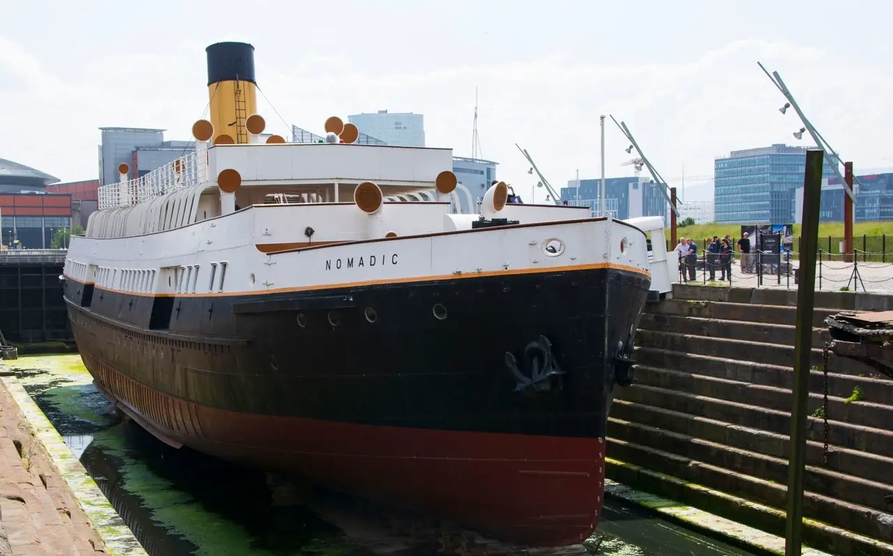 The SS Nomadic ship in dry dock in Belfast