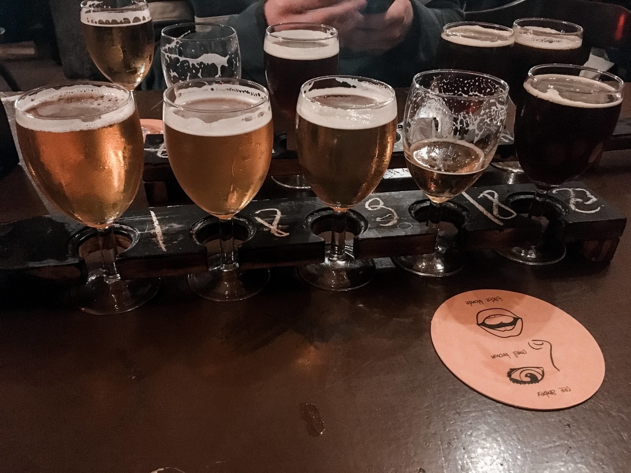 Tasting Paddle of Belgian beers at Le Trappiste