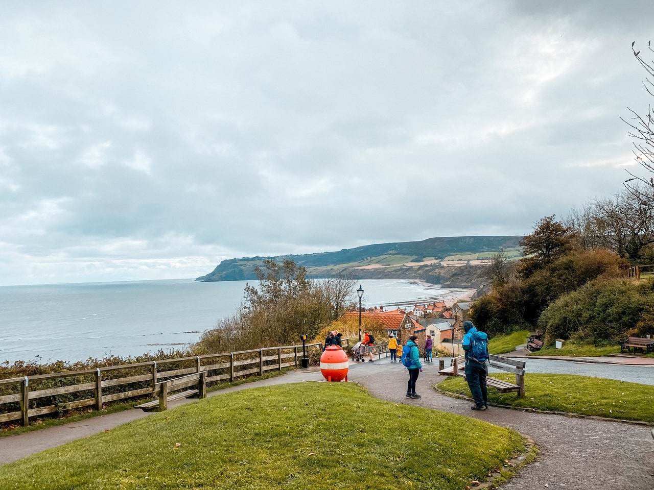 Overlooking Robin Hood's Bay on a North Yorkshire coast road trip day out.