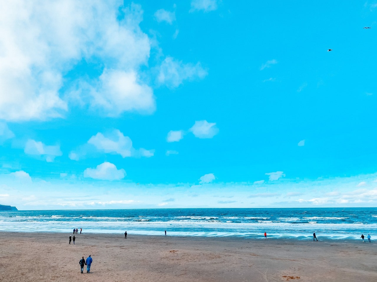 Whitby beach in the UK, in October 2020.