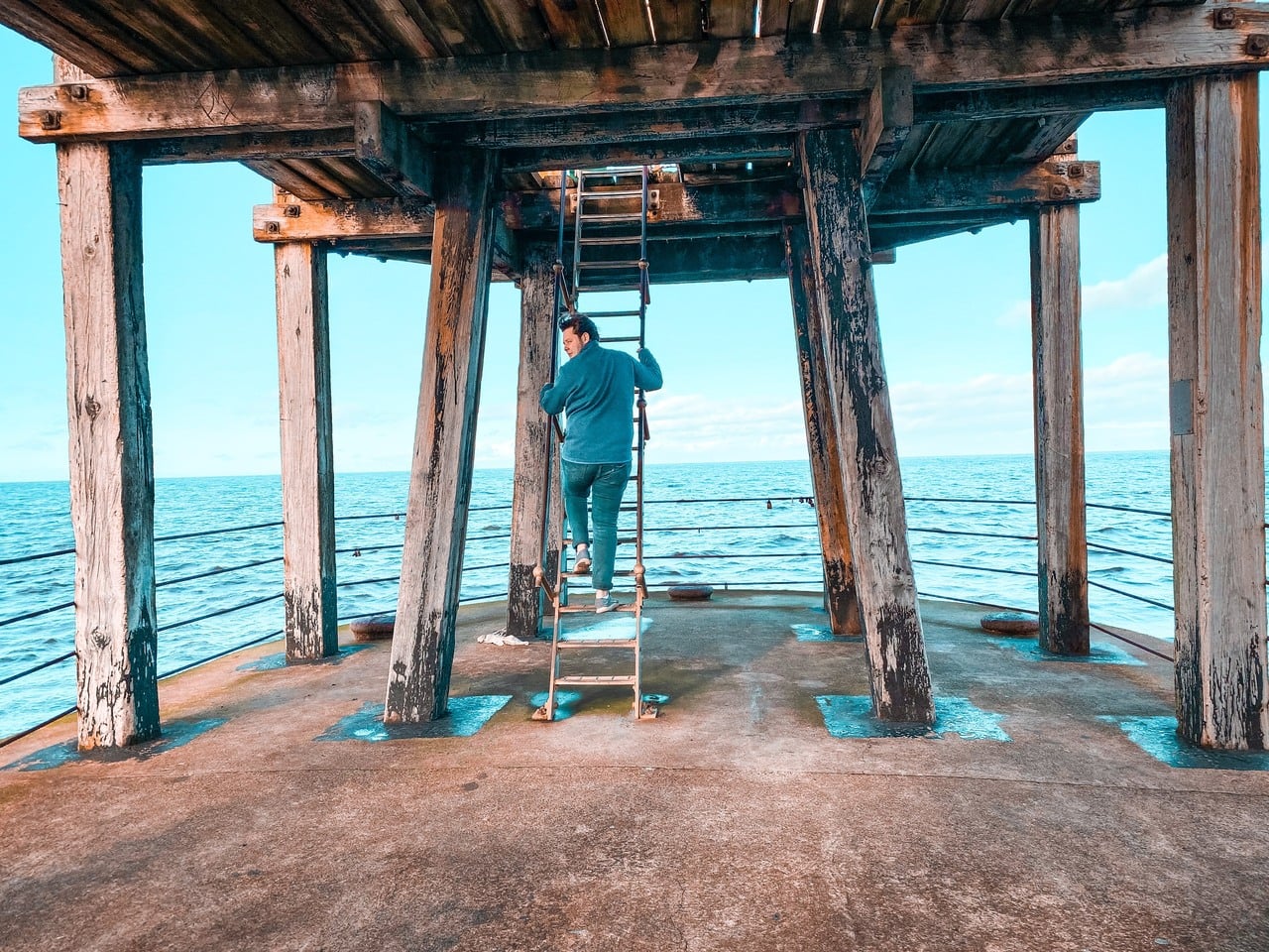 Whitby Pier in North Yorkshire, England.