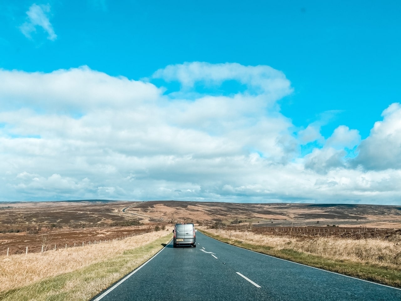 Driving over the North Yorkshire Moors in England