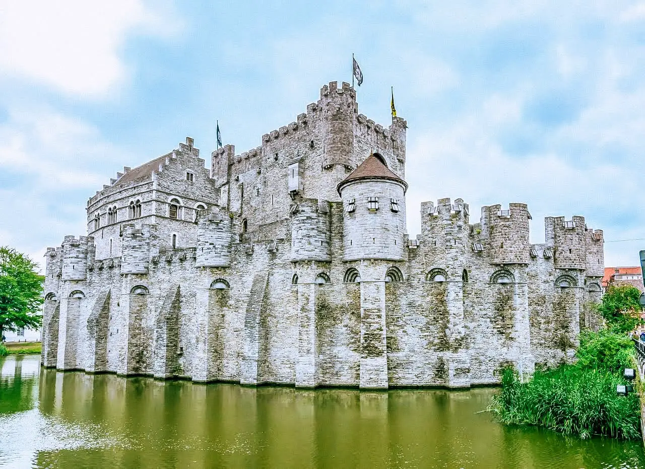 Gravensteen castle and moat in Belgium