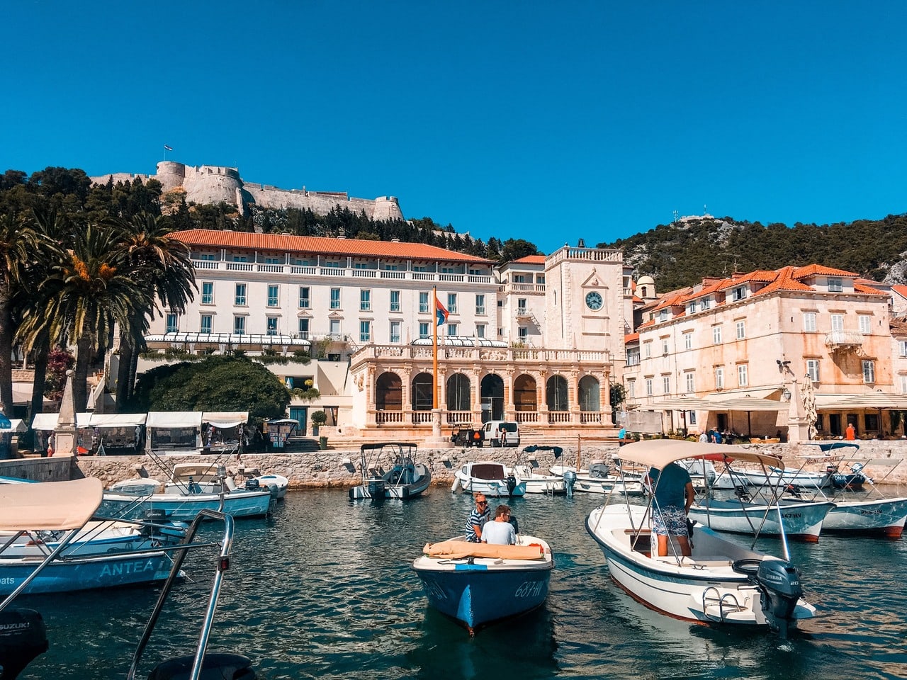 Hvar Town Port, on the ferry route for day trips from Split to Hvar