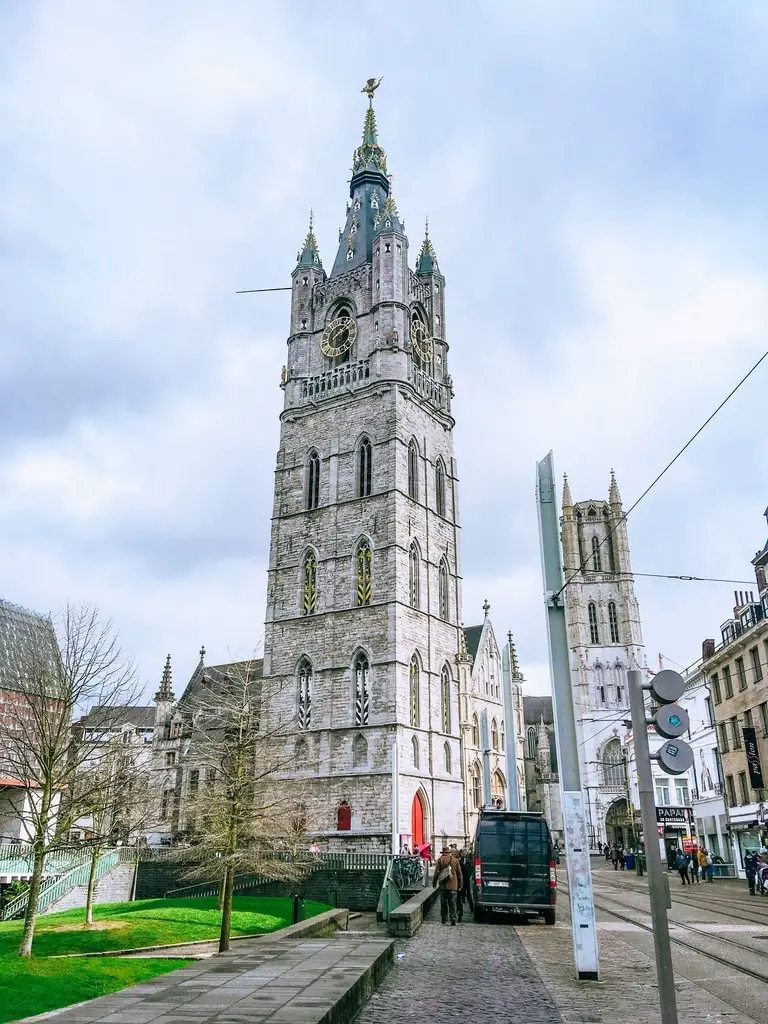 Ghent Belfry on St Baafsplein square in Belgium