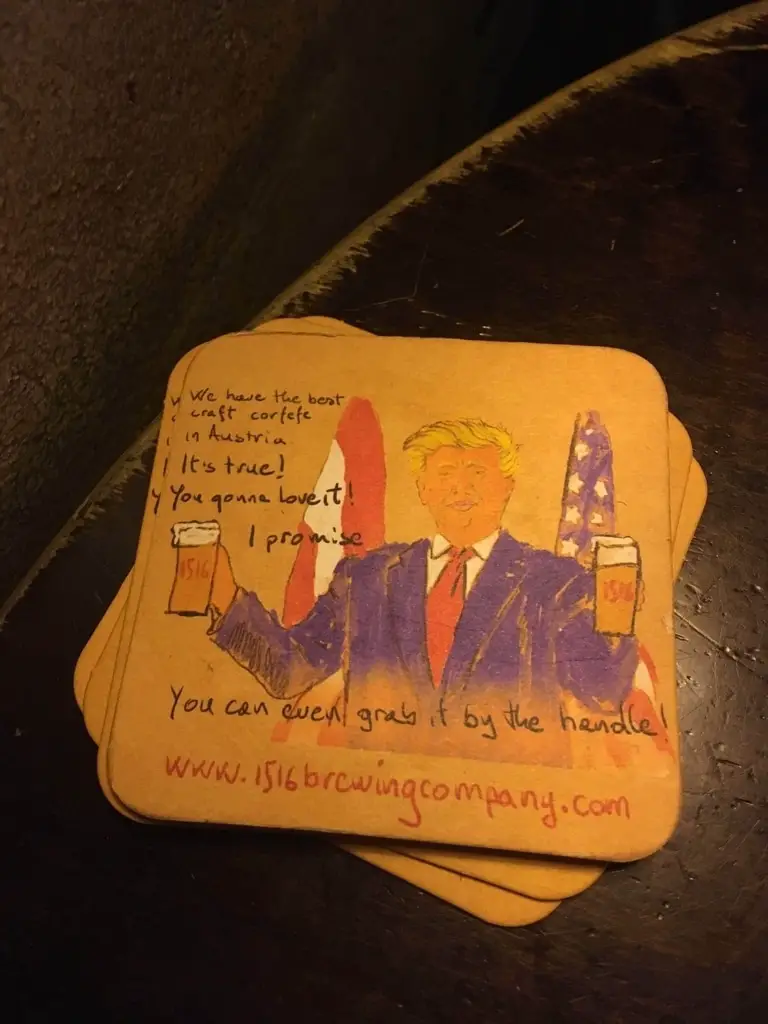 Beer mat at one of the best pubs in Vienna.