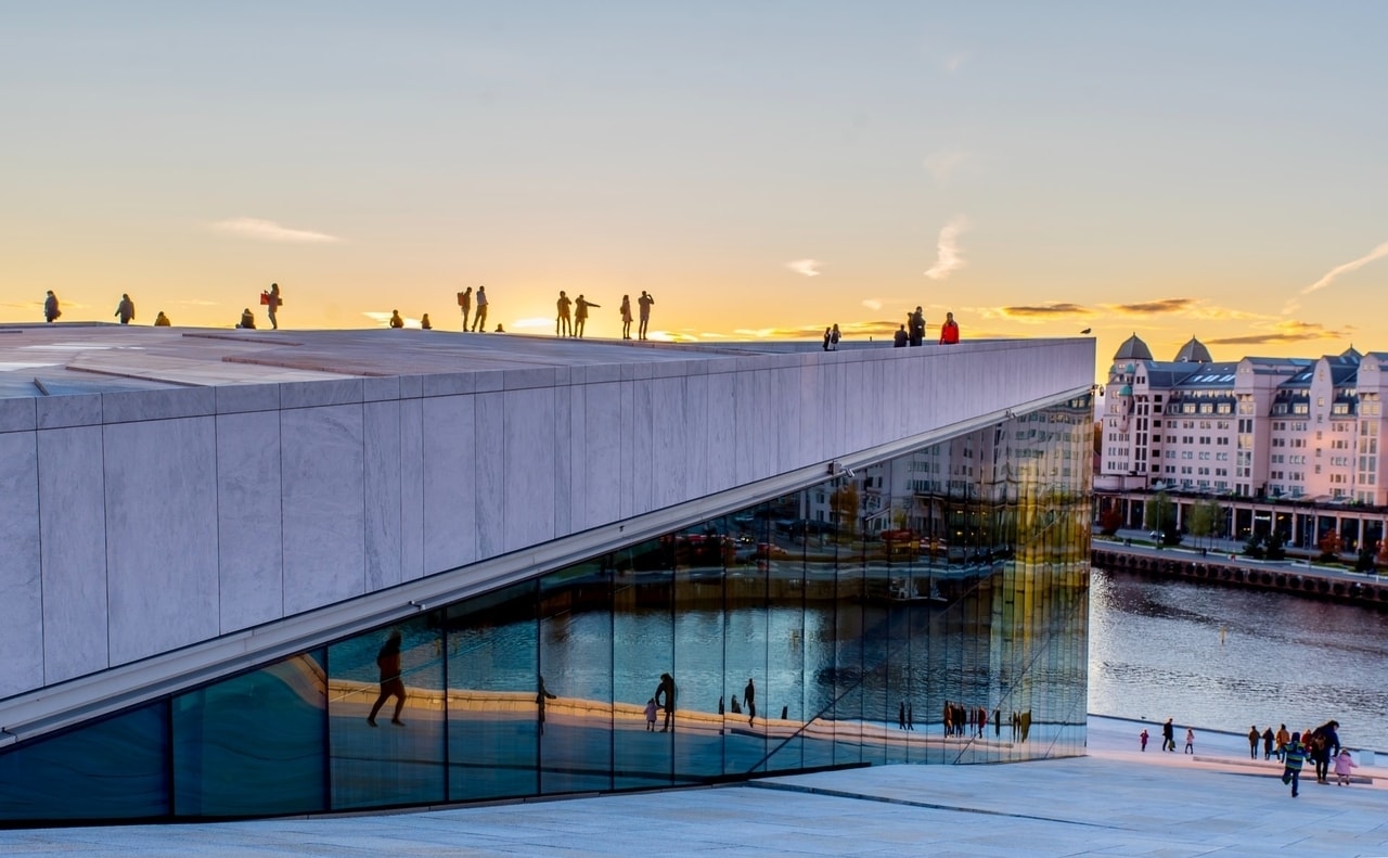 Oslo Opera House at sunset