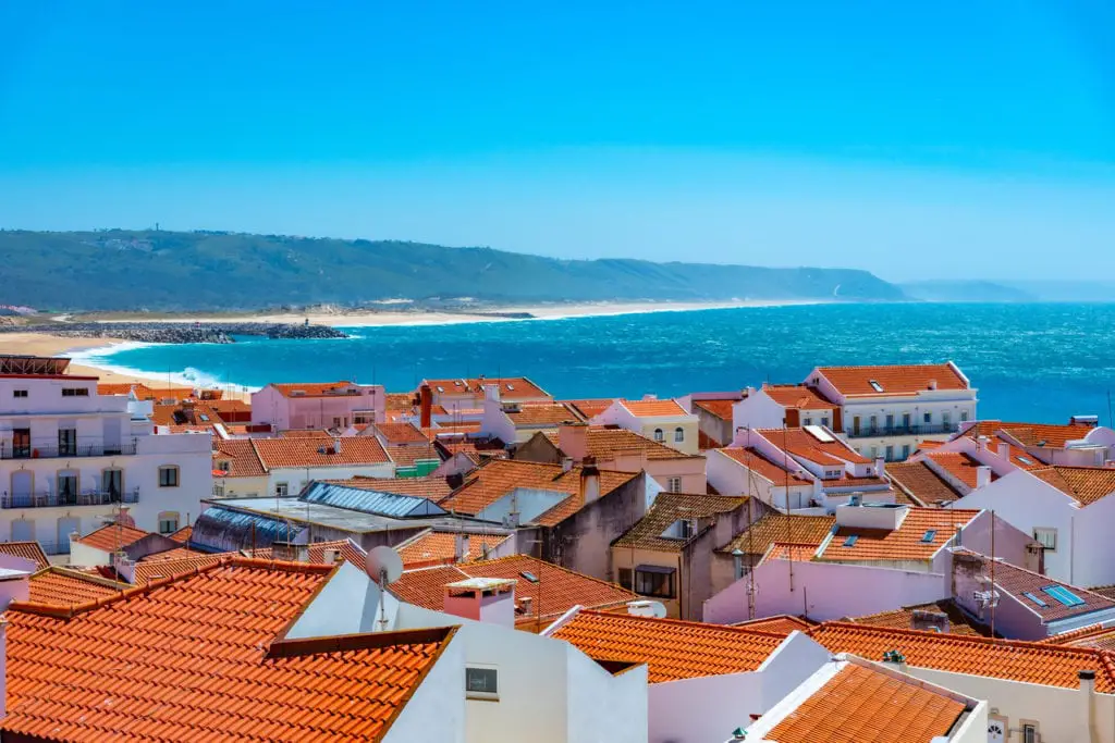 Rooftops overlooking the beaches and surf in Portugal