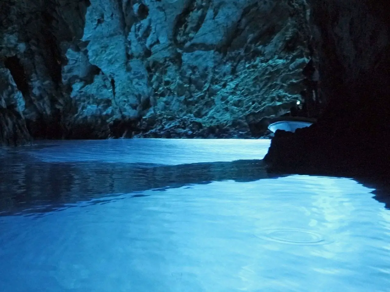 Inside the Blue Grotto in Croatia