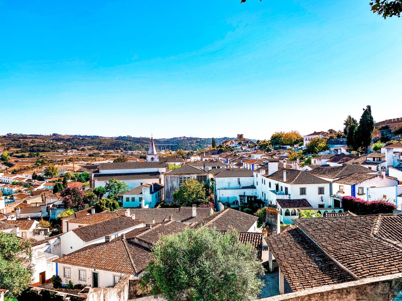 Obidos town view from the Obidos medieval walls.