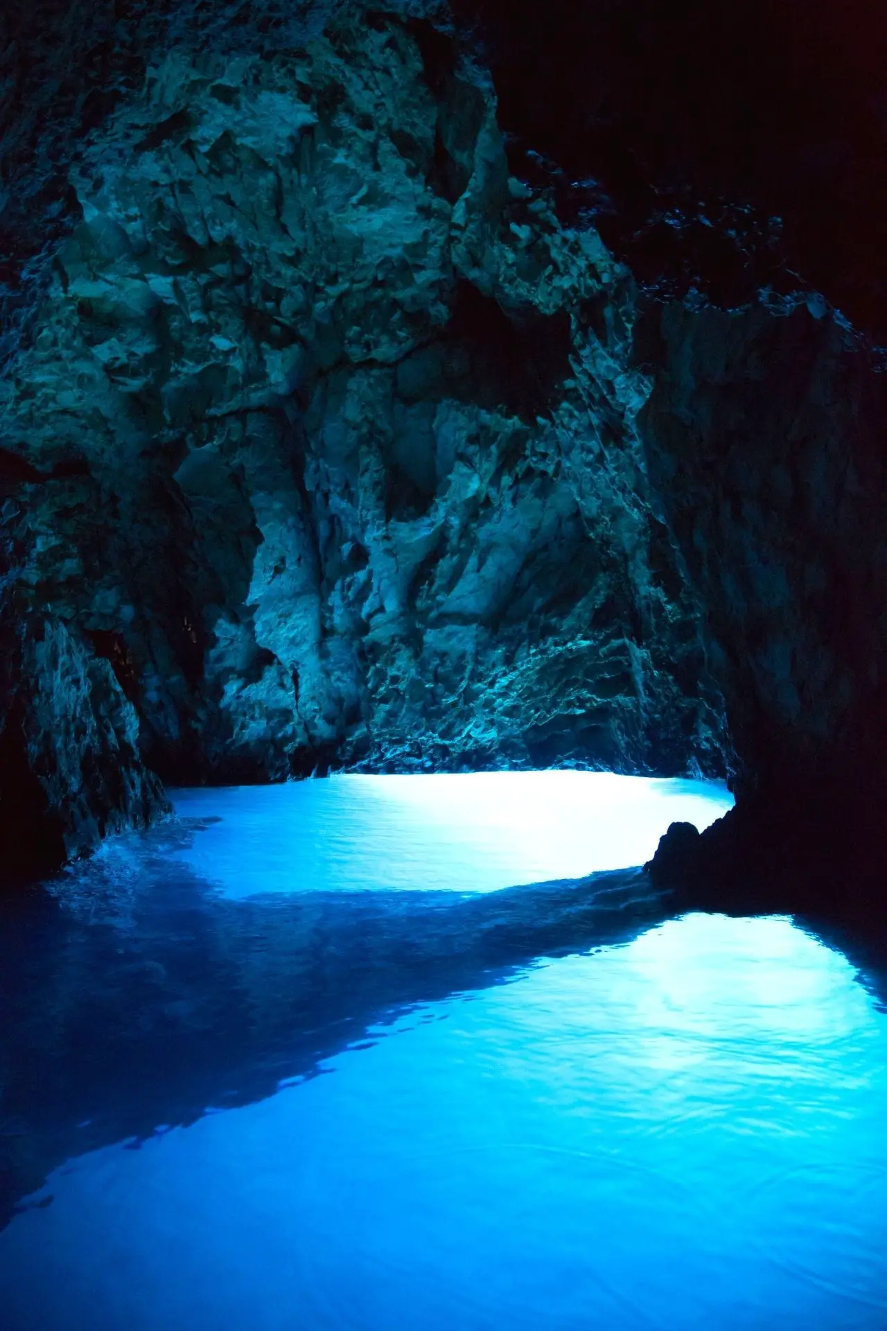 Inside the Blue cave on a tour from Split, Croatia