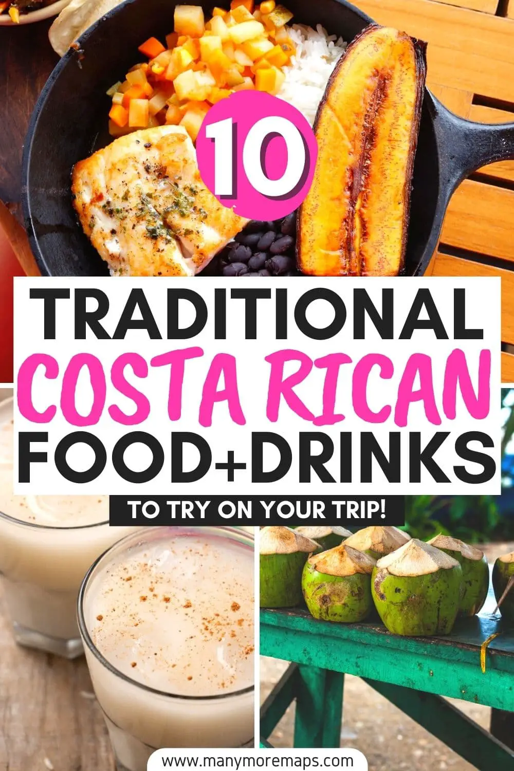 Looking for traditional and authentic food and drinks to try in Costa Rica? Check out my roundup of the best Costa Rican dishes, including casado, gallo pinto, breakfast options, horchata, rice and beans and more! Costa rica trave tips vegetarian recipes for Costa Rican food, where to eat in Costa Rica, famous foods in Costa Rica.
