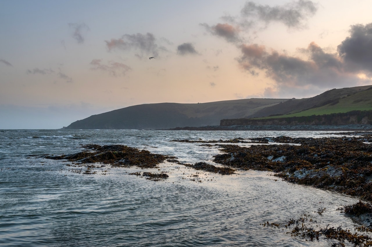 Hannafore Beach England at sunset