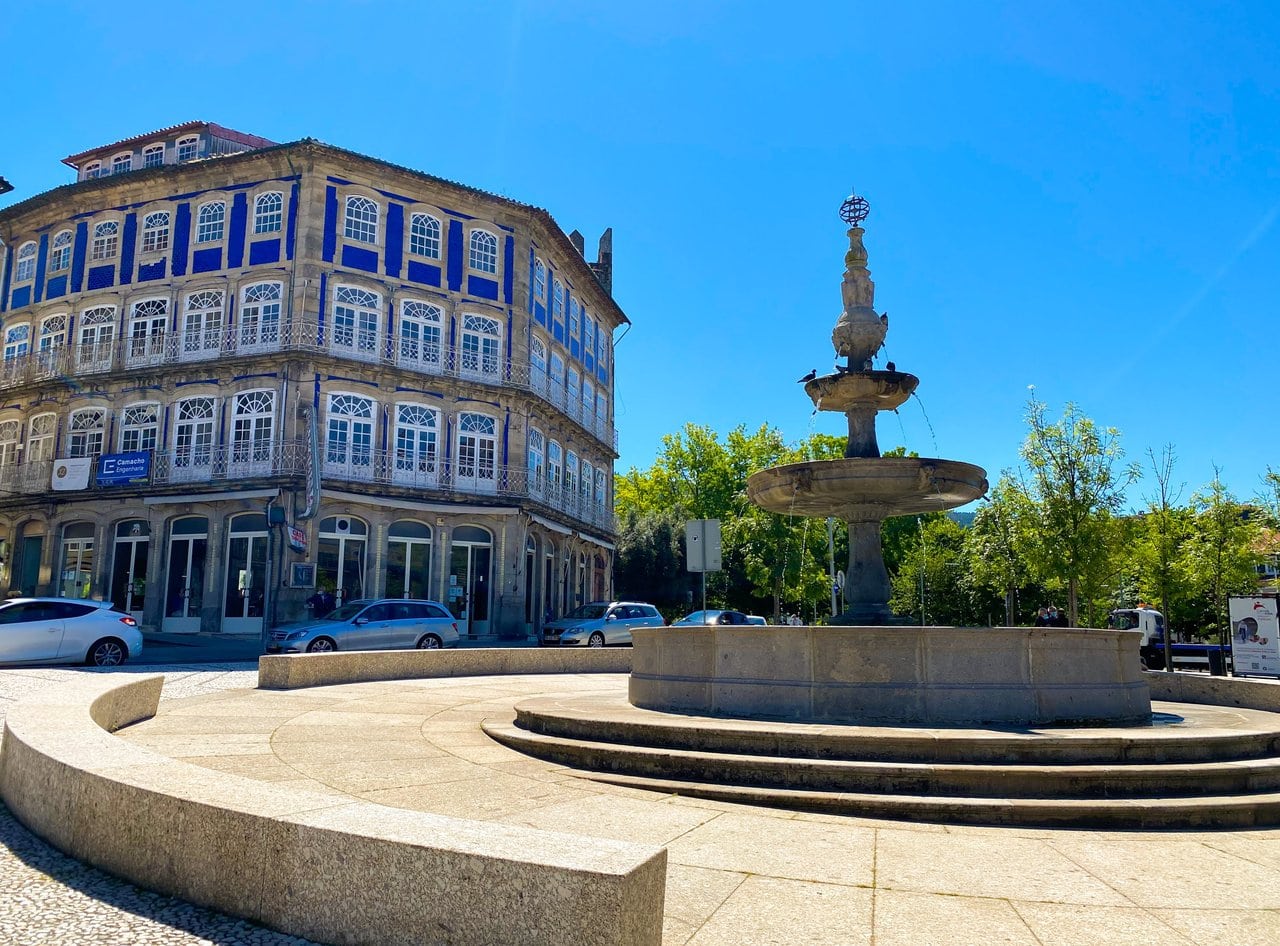 Town square and pretty tiles in Portugal