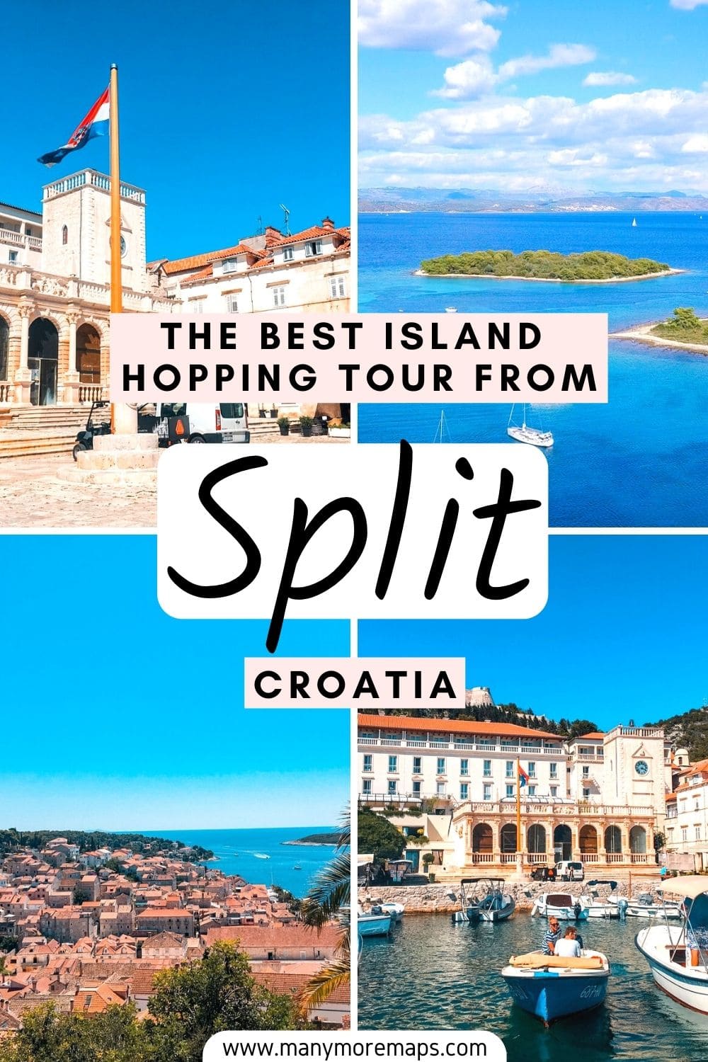 If you're looking to go island hopping in Croatia, taking an island hopping tour around the Dalmatian islands surrounding Split is the best way to explore some of the most beautiful places, islands and beaches in Croatia. Things to do in Split Croatia, day trips from Split Croatia, best islands to visit in Croatia, Croatia travel, Croatia places to visit and things to see, Split Trogir Vis Blue Lagoon Brac Komiza Hvar Croatia, Croatia bucket list, Croatia summer travel inspiration aesthetic