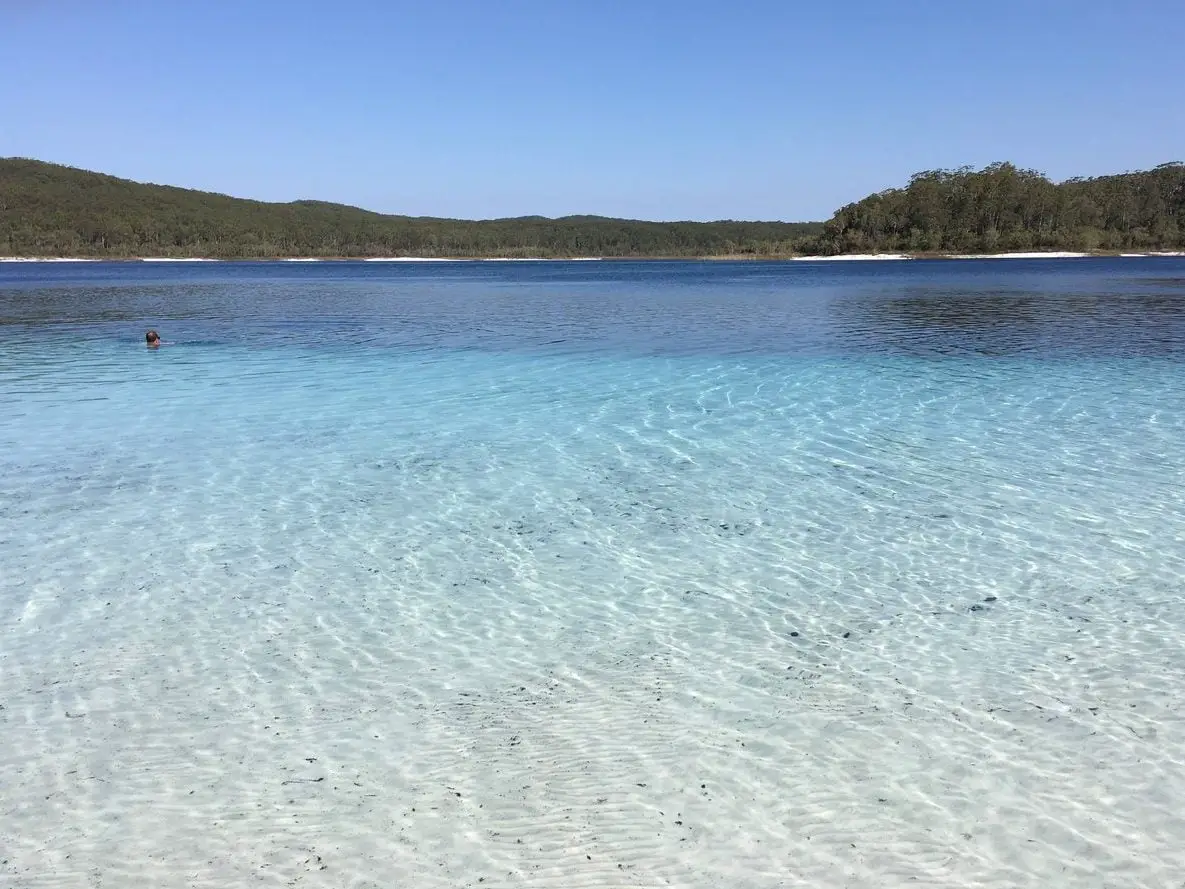 The clear blue waters of Lake McKenzie, the most beautiful spot on Fraser Island