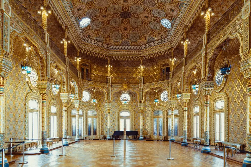 The gold interior inside the Bolsa Palace in Porto