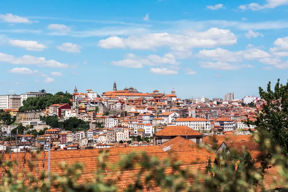 Porto city skyline with many orange roofs