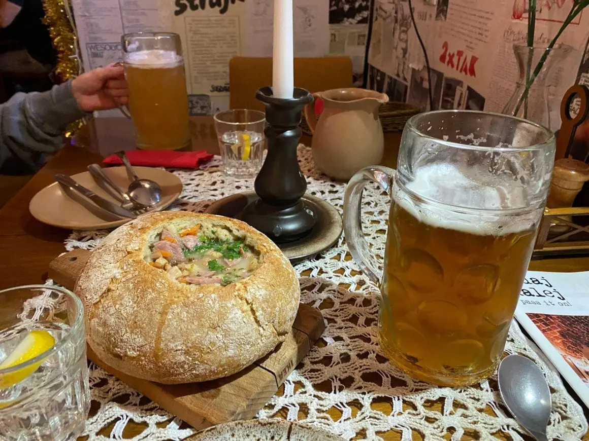 Zurek soup served in bread