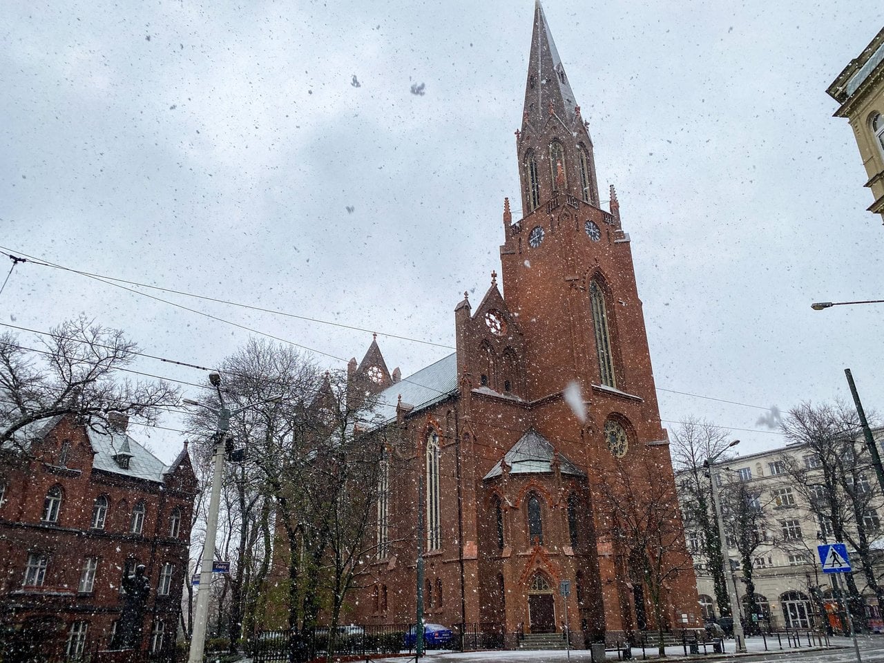 The city of Wroclaw Poland in the snow