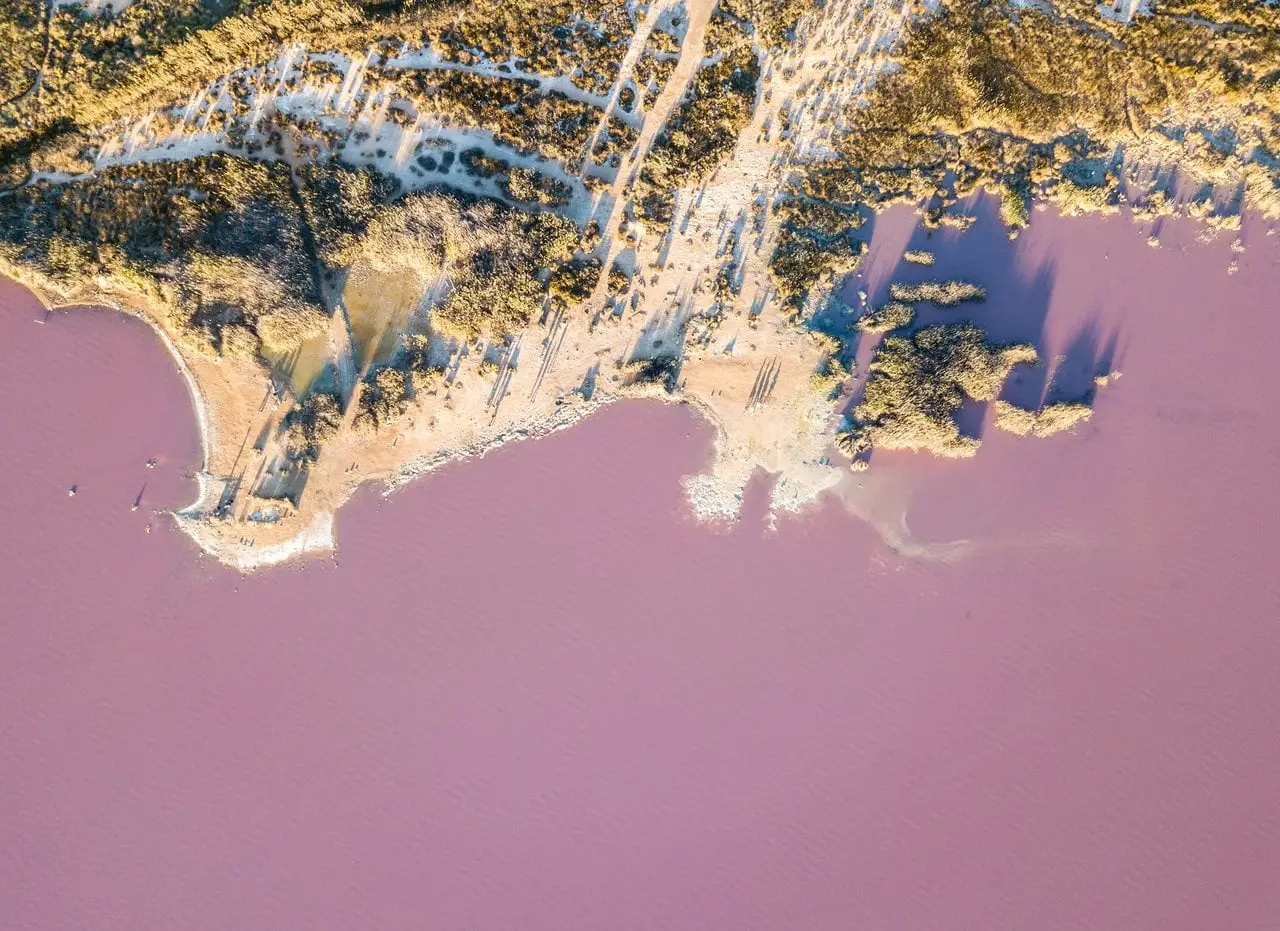 The pink lake of Torrevieja, Costa Blanca, Spain