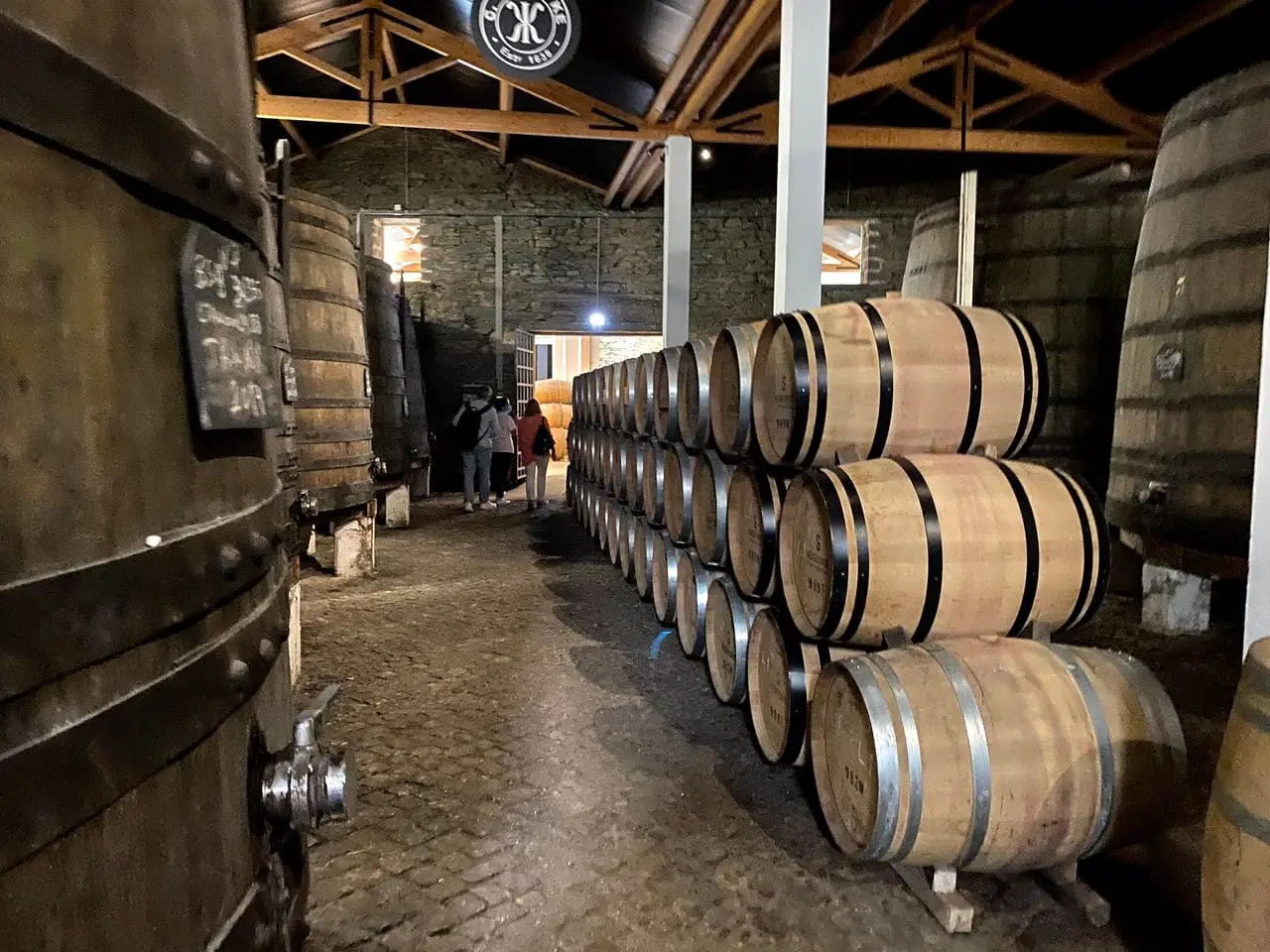 Wine cellar with wine barrels