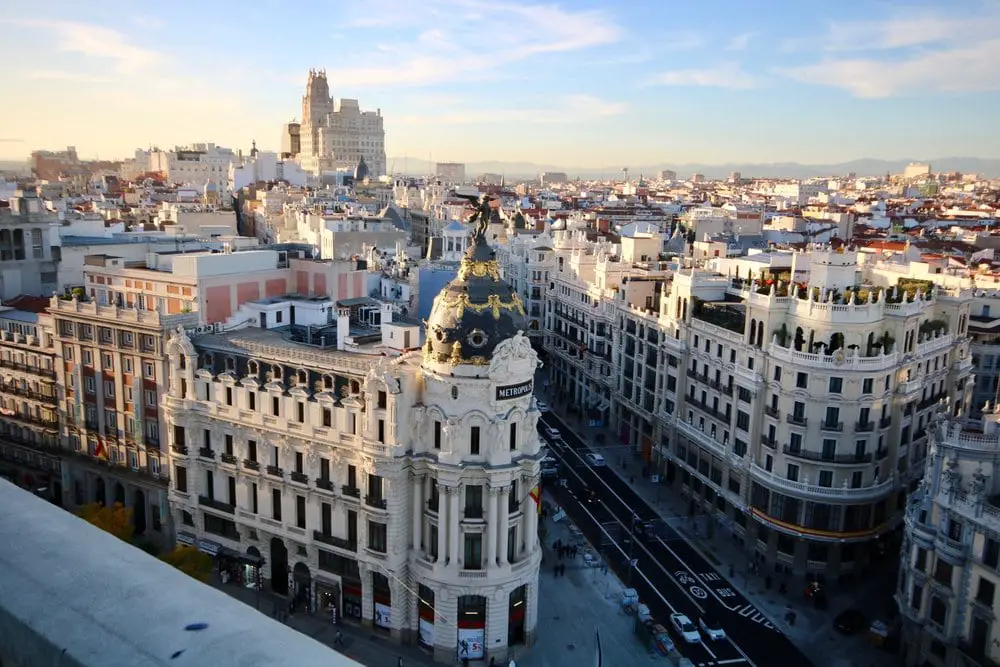 Madrid skyline in winter