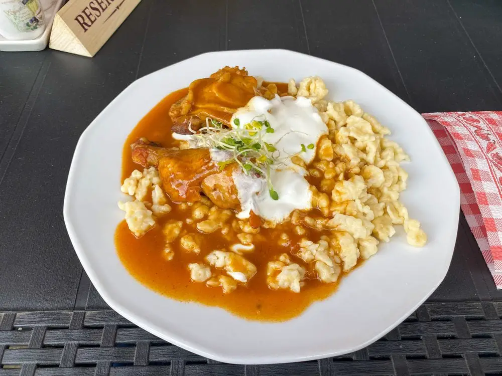 Chicken paprikash in Hungary