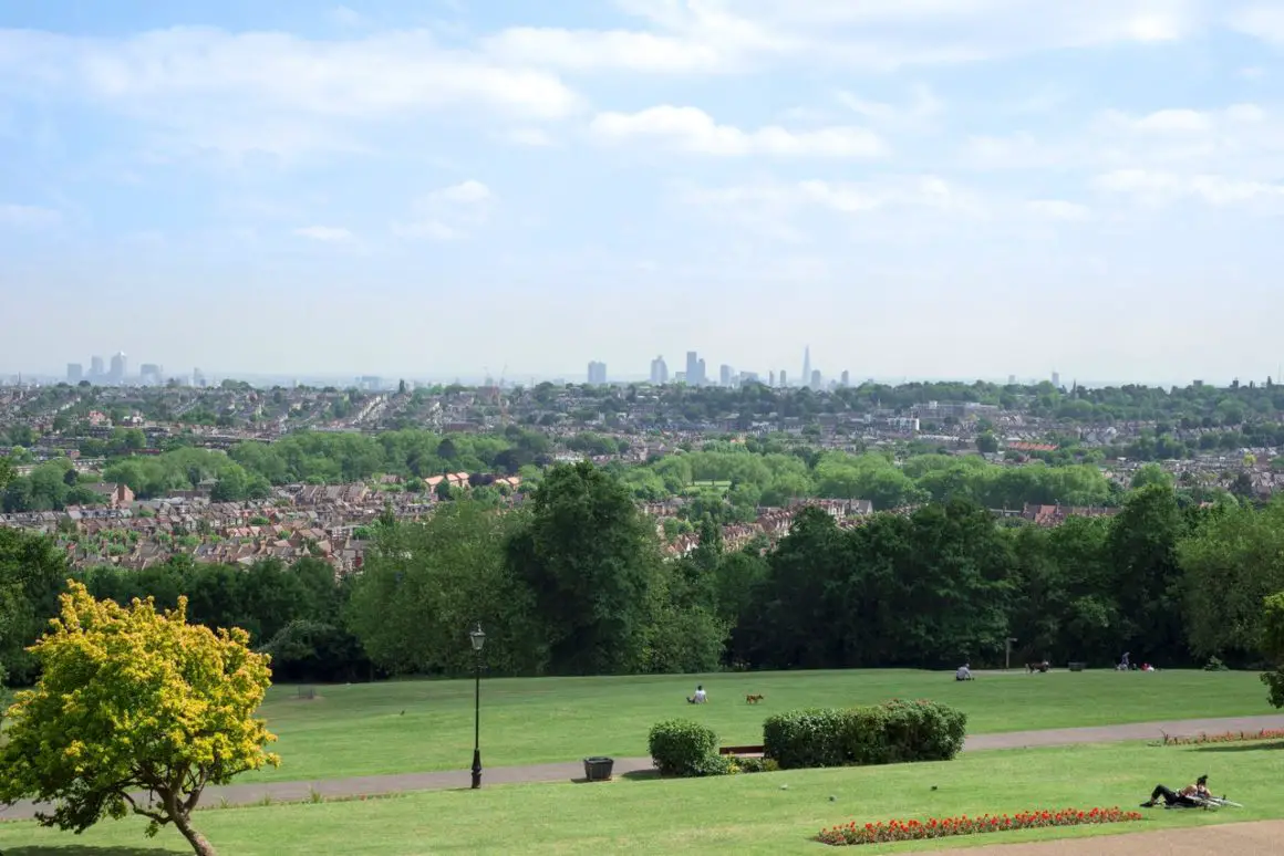 London cityscape from Alexandra Park