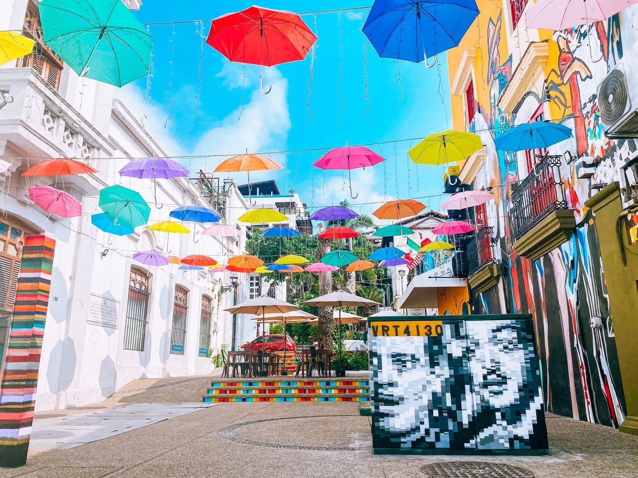 Colourful Umbrellas on Street in Mexico