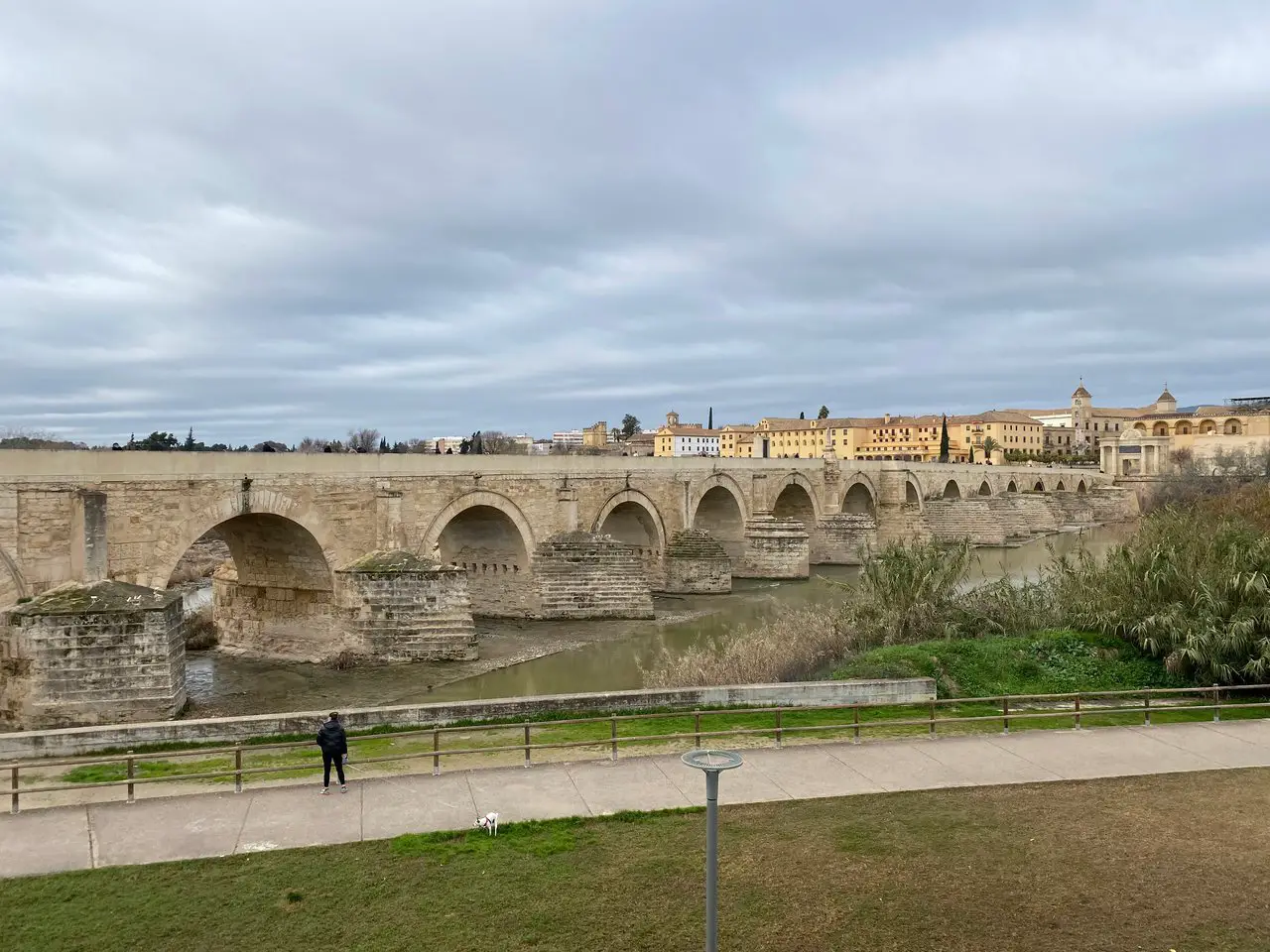 Roman Bridge in Cordoba, Andalucia, stretching over the Guadalquivir river.