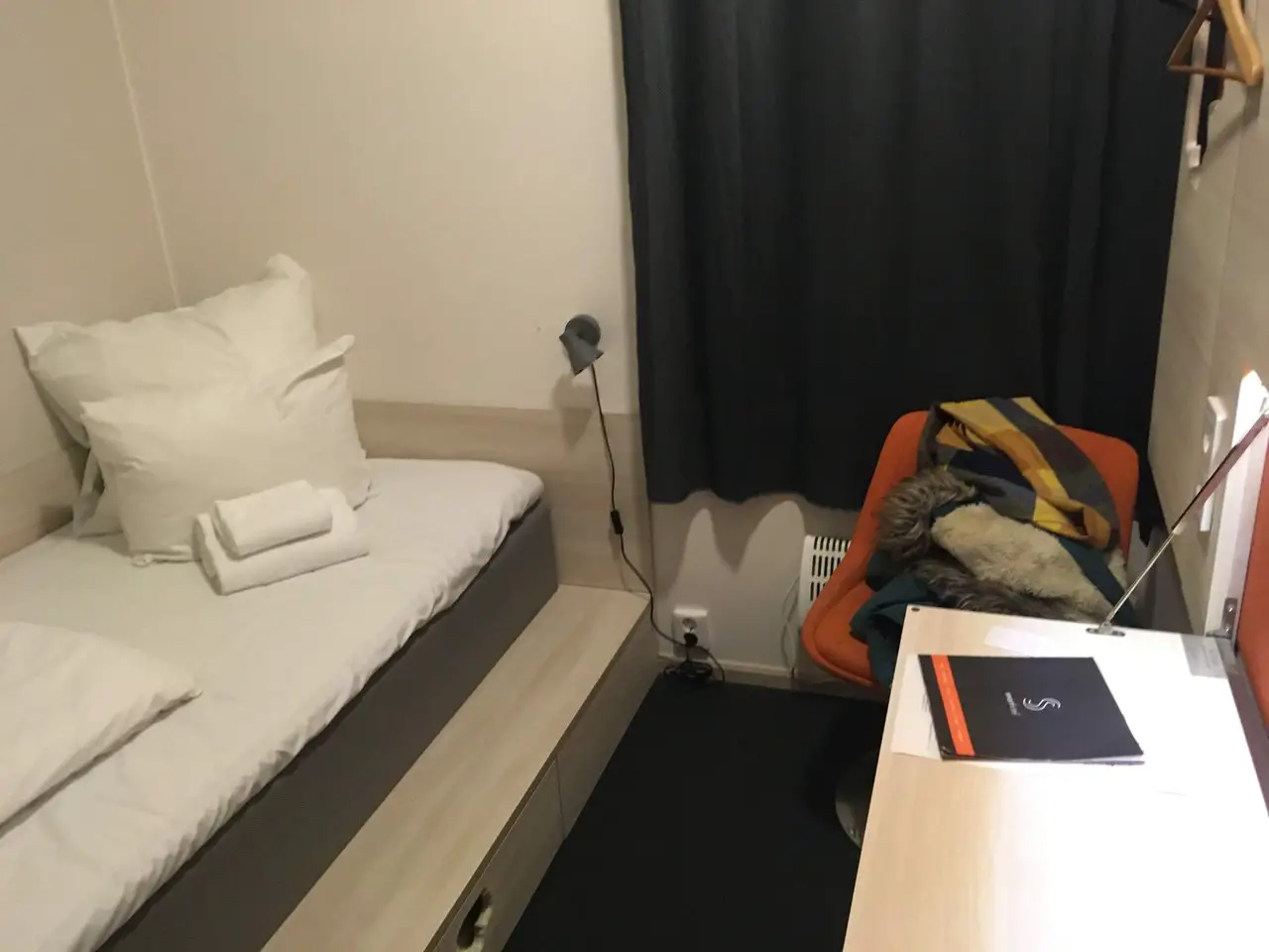Interior of  a single room in Smart Hotel Oslo, one of the top budget hotels in Oslo Norway