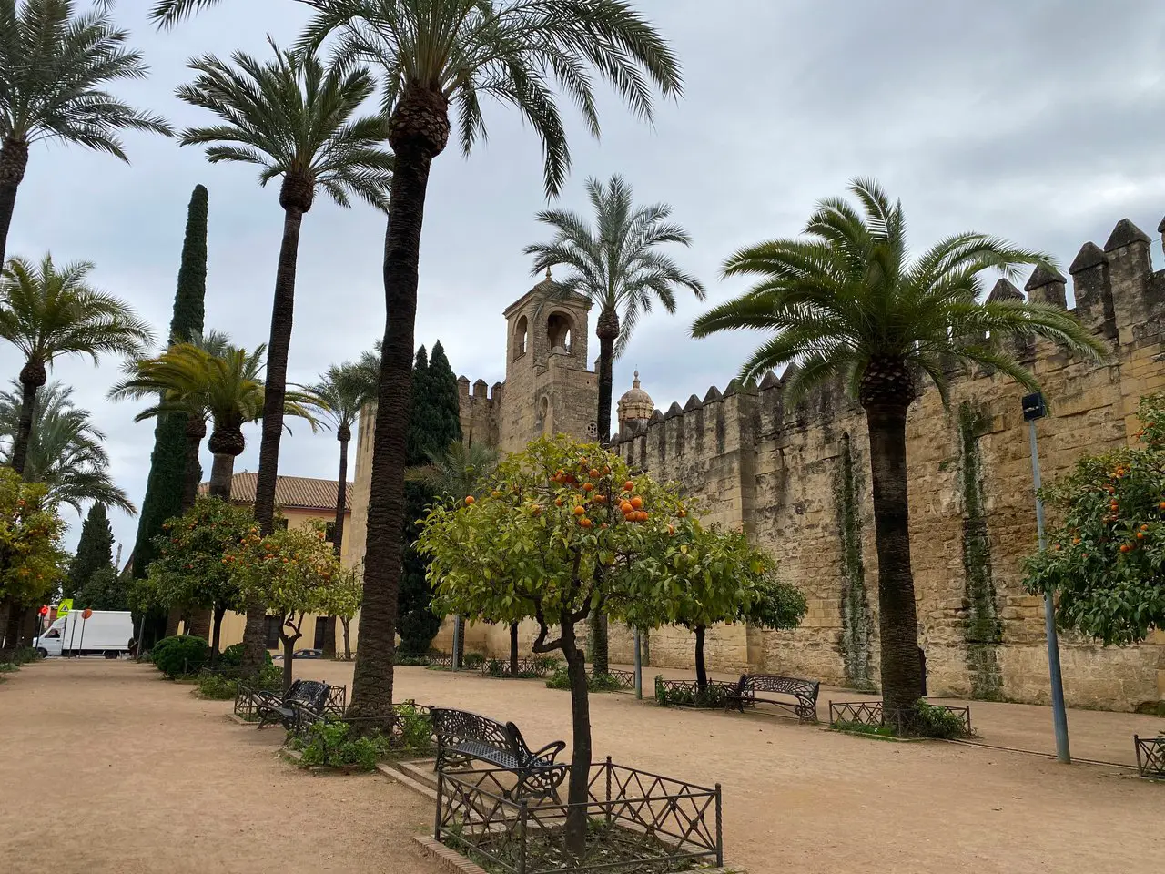 The courtyard in front of the Cordoba Alcazar