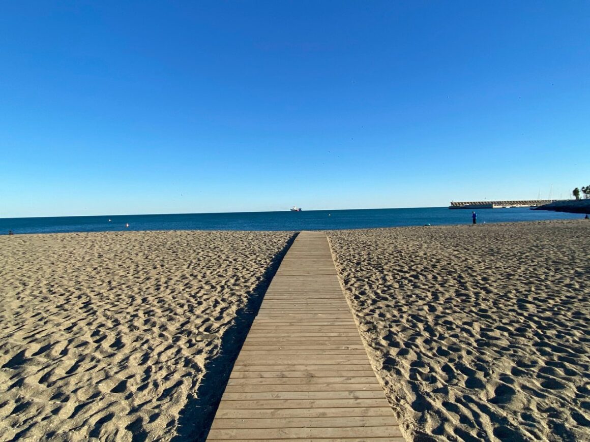 Malaga Beach in winter