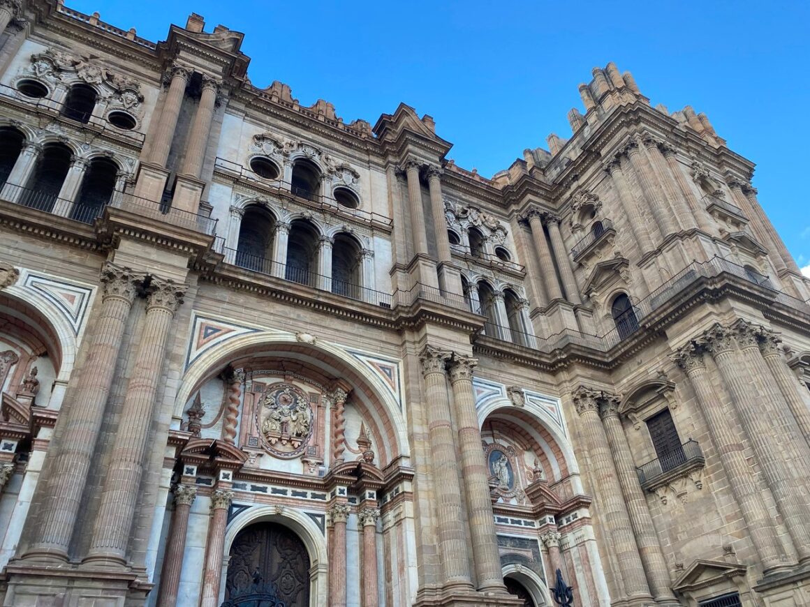 Malaga Cathedral with blue sky