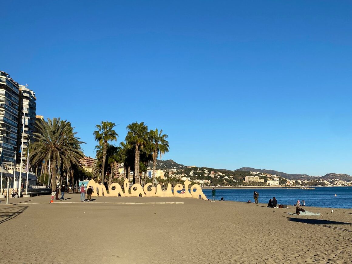 Malaga beach sign