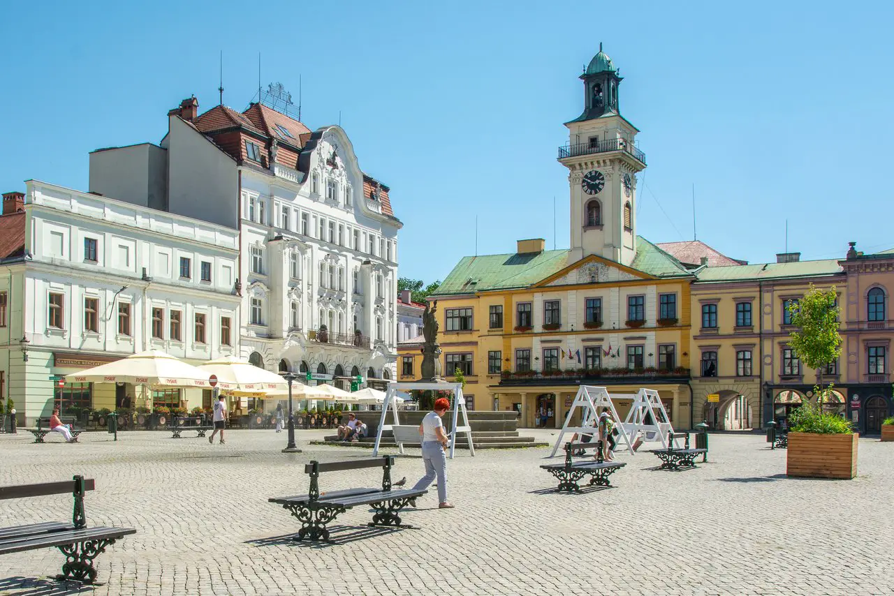 Town Square in Cieszyn, a city in Southern Poland