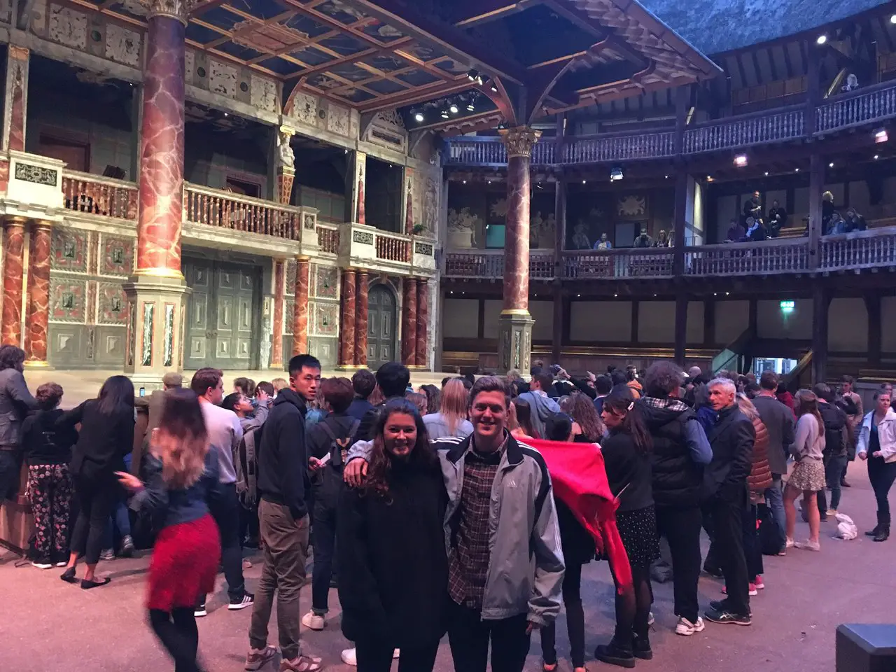 Ella and Rob visiting Shakespeare's Globe in London