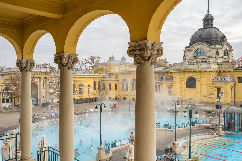 Szechenyi Baths in Budapest in winter, Hungary