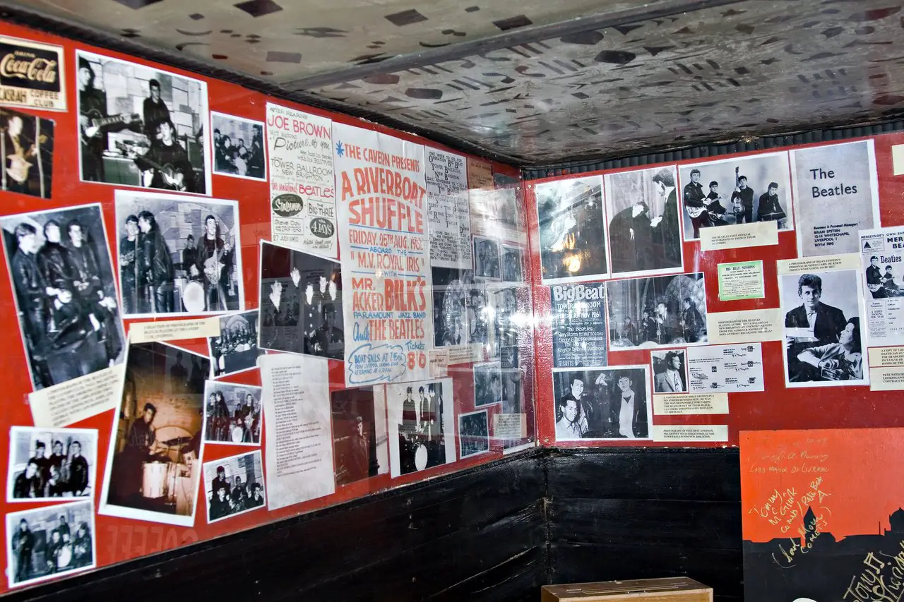 Memorabilia on display at the Casbah Coffee Club, where the Beatles used to play in their early years.