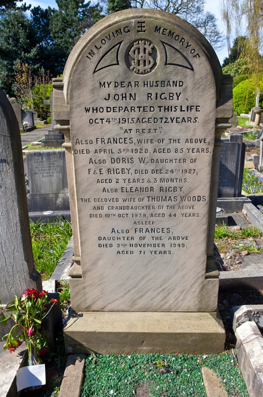 Eleanor Rigby gravestone in St Peter's Church Woolton