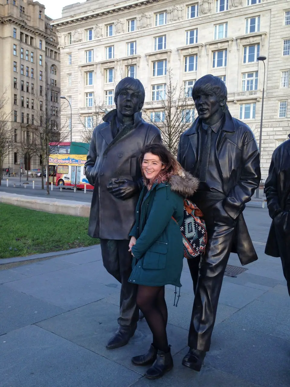Ella at the Liverpool Beatles statue