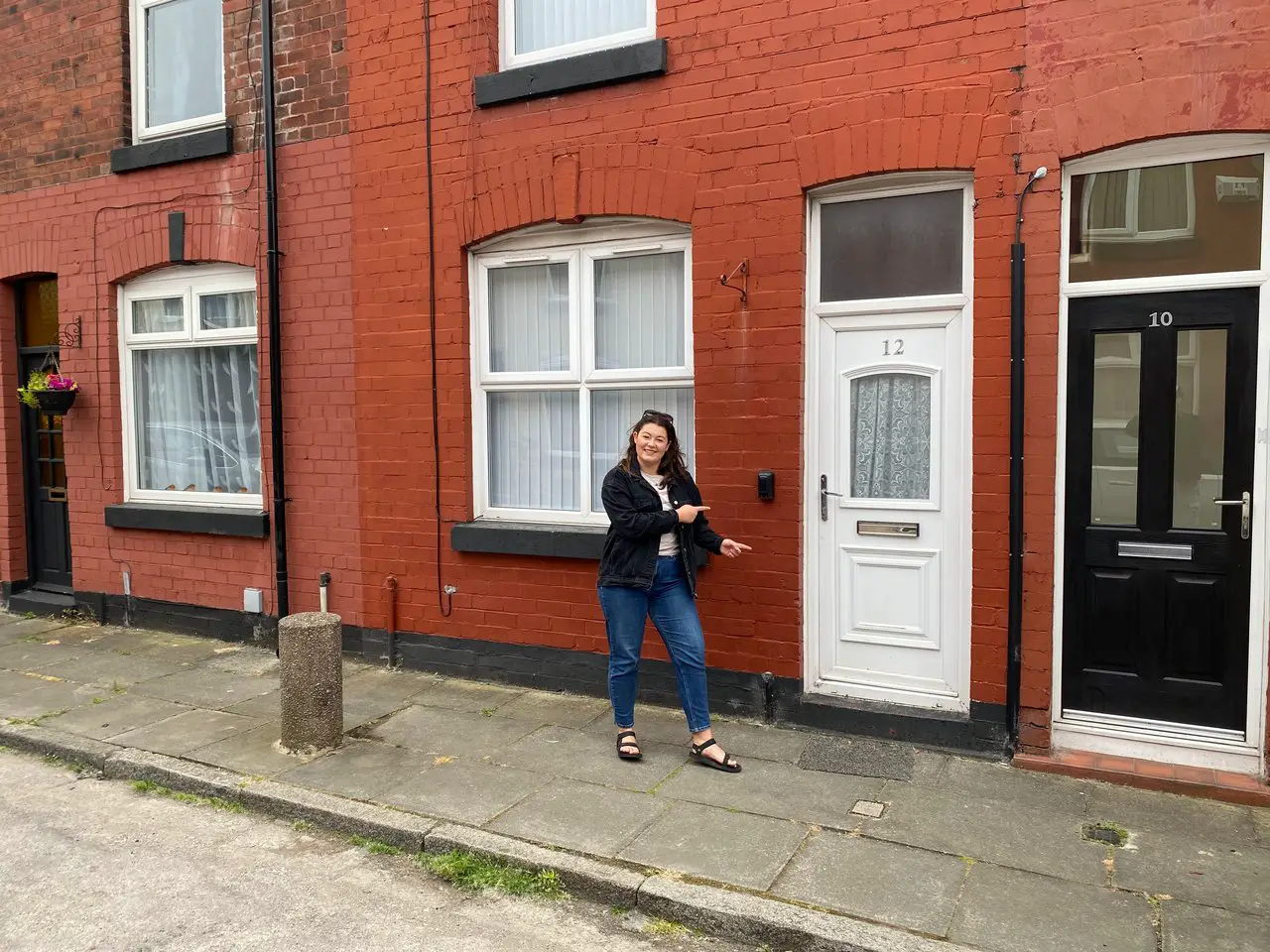 Ella outside George Harrison's childhood home in Liverpool