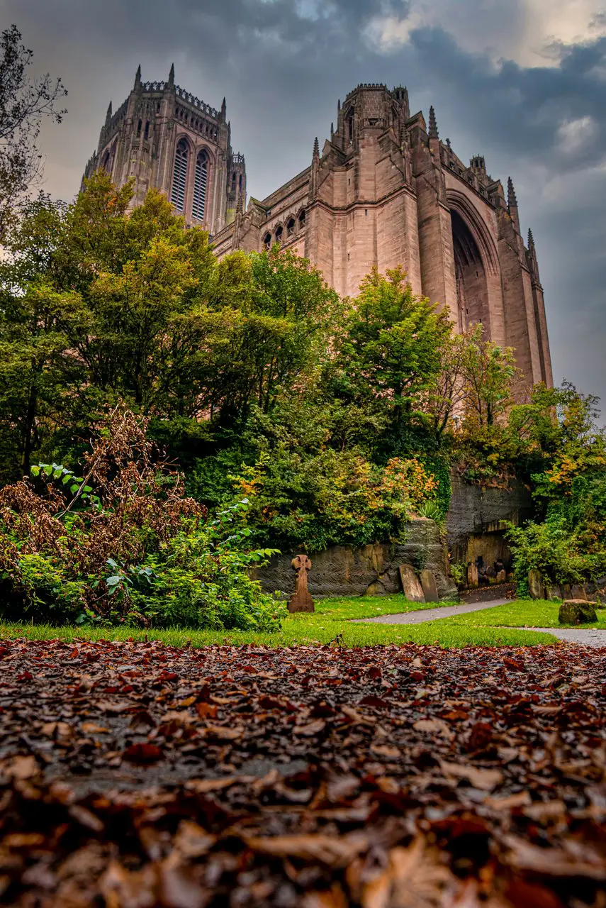 Liverpool Anglican Cathedral with gloomy skies